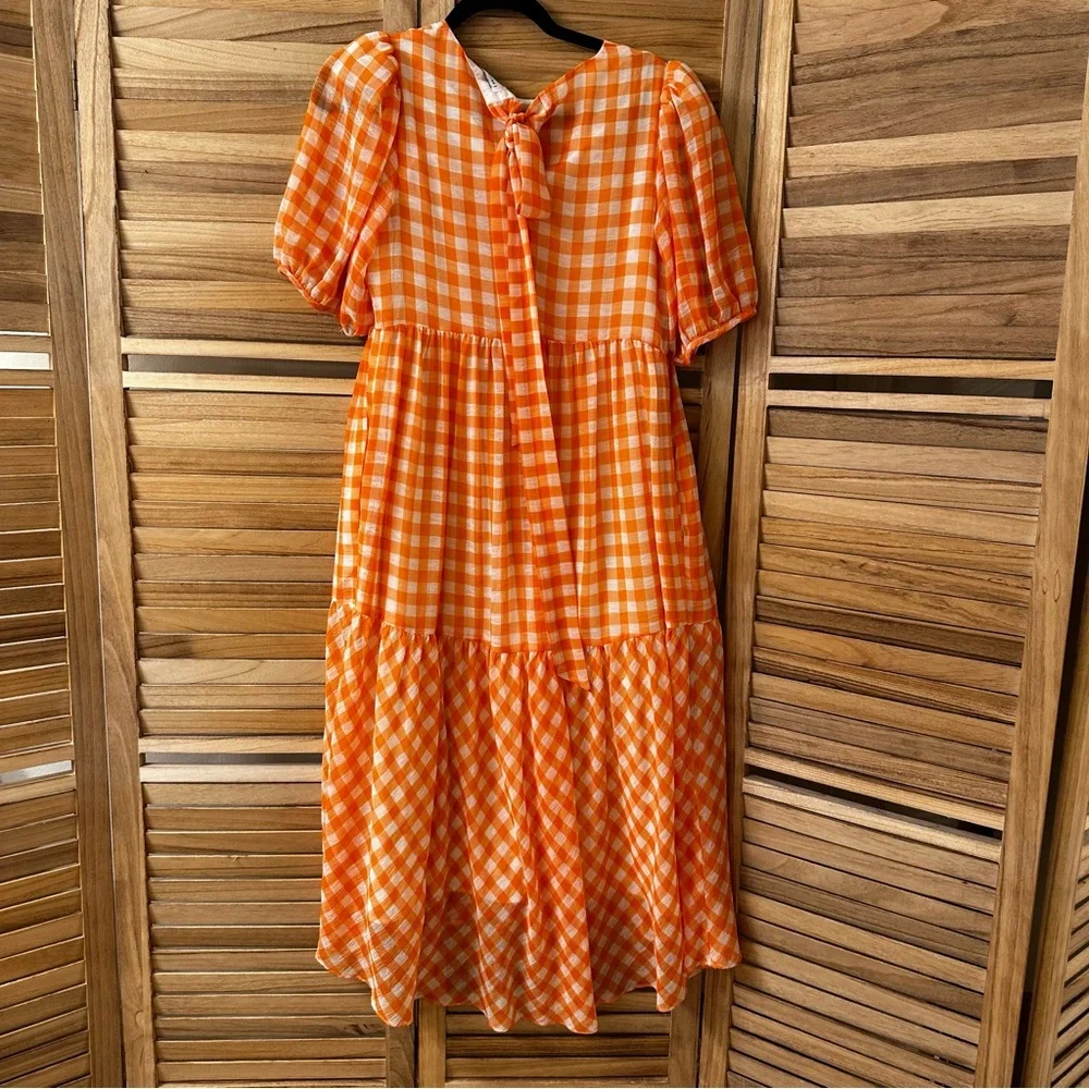 GINGHAM PRINT MIDI DRESS - Picture 3 of 5